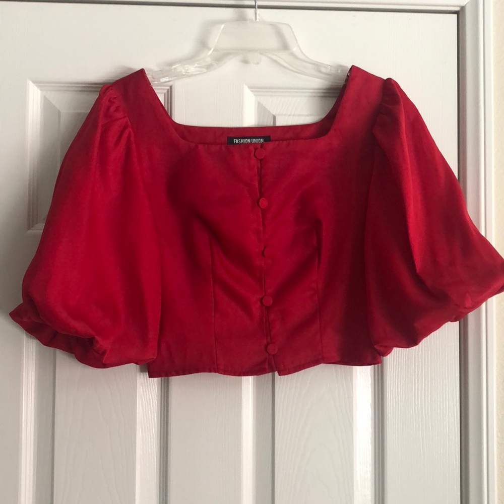Square Neck Puffy Sleeved Top